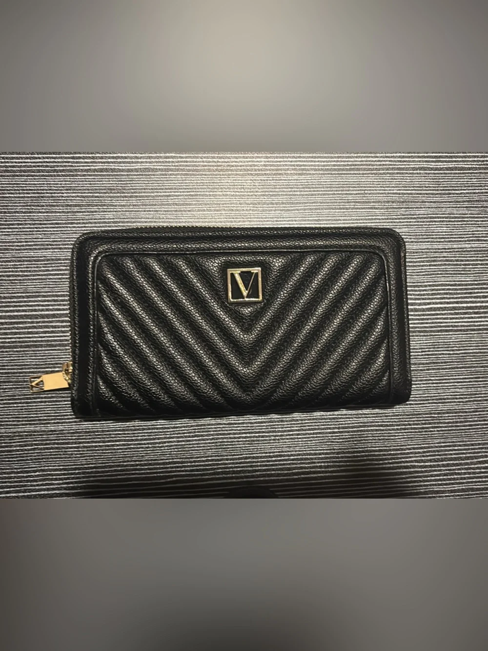 Black Quilted Zip Wallet Victoria’s Secret
